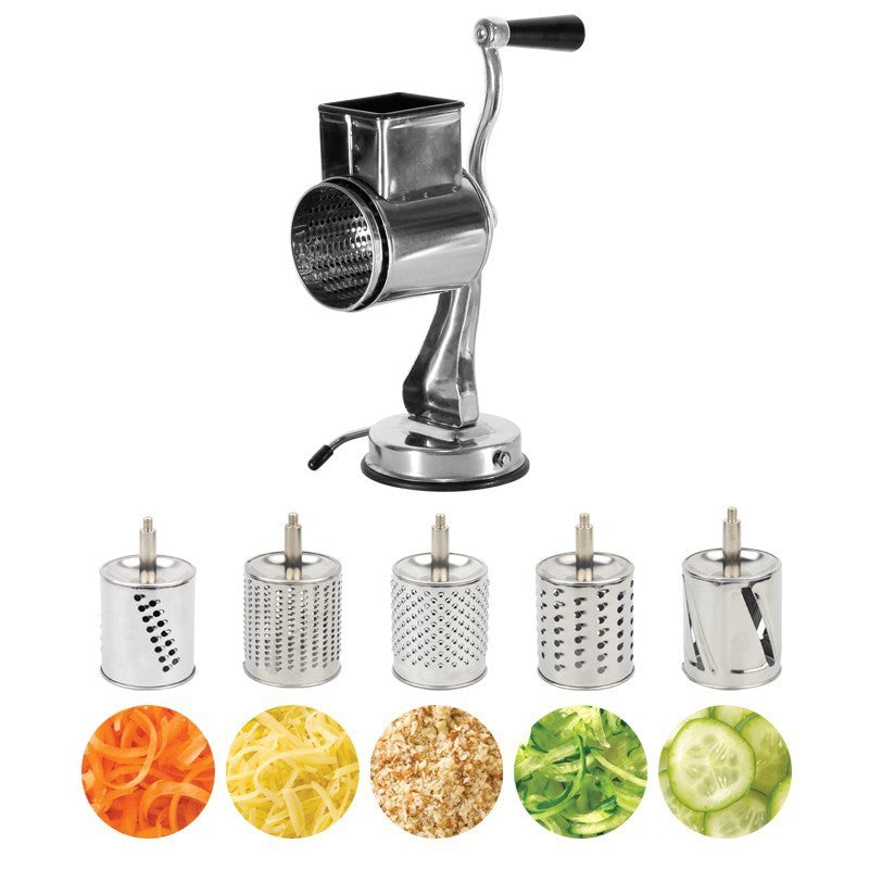 Multifunctional Stainless Steel Rotary Cheese Grater, Kitchen Vegetable Grinder, Salad Slicer