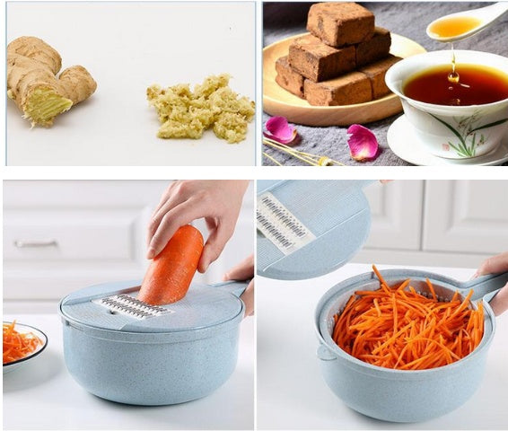 8-in-1 Mandoline Slicer & Vegetable Cutter with Strainer