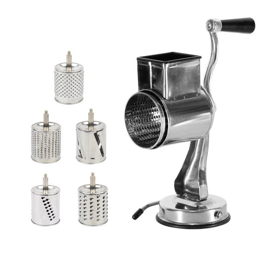 Multifunctional Stainless Steel Rotary Cheese Grater, Kitchen Vegetable Grinder, Salad Slicer