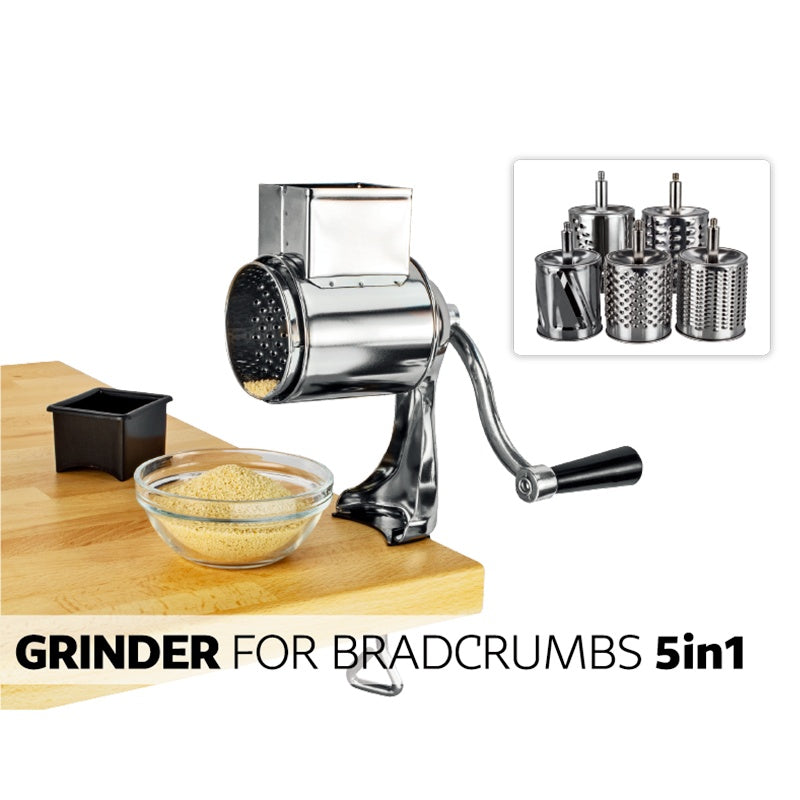 Multifunctional Stainless Steel Rotary Cheese Grater, Kitchen Vegetable Grinder, Salad Slicer