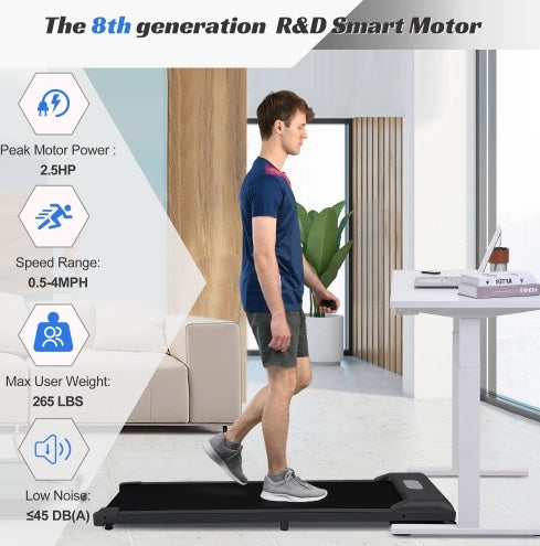 2 In 1 Under Desk Electric Treadmill 2.5HP, Remote Control, Display, Walking Jogging Running Machine Fitness Equipment For Home Gym Office