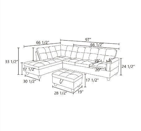 Flannel Living Room Sofa Set Dark Brown