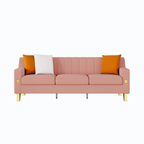 LIVING ROOM SOFA 2 PIECES LOVE SEAT AND SOFA SET WITH PINK VELVET