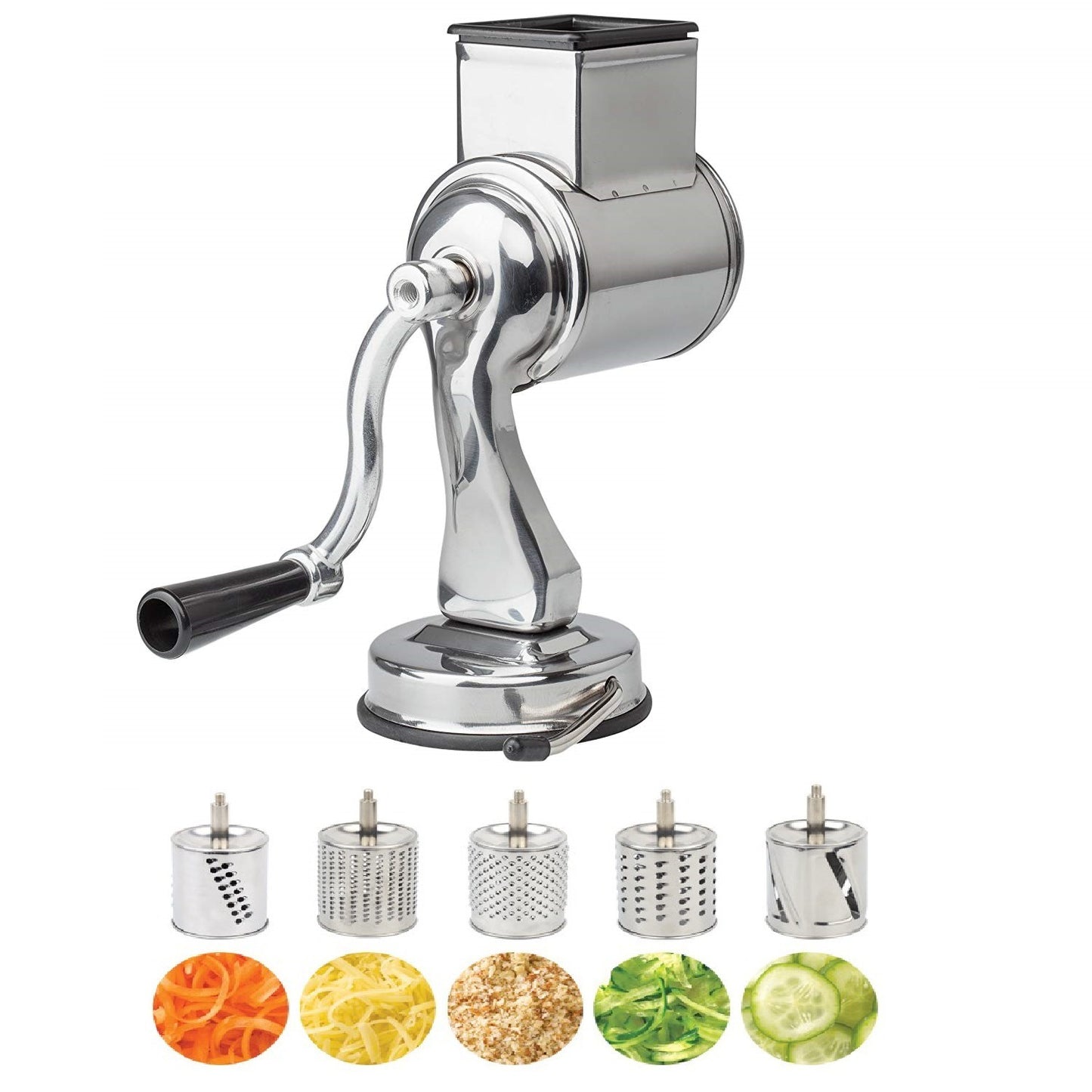 Multifunctional Stainless Steel Rotary Cheese Grater, Kitchen Vegetable Grinder, Salad Slicer