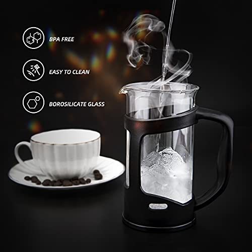 Mini French Press Coffee Maker – 12oz 1-Cup Coffee Press with Stainless Steel Filter, Ideal for Coffee Lovers