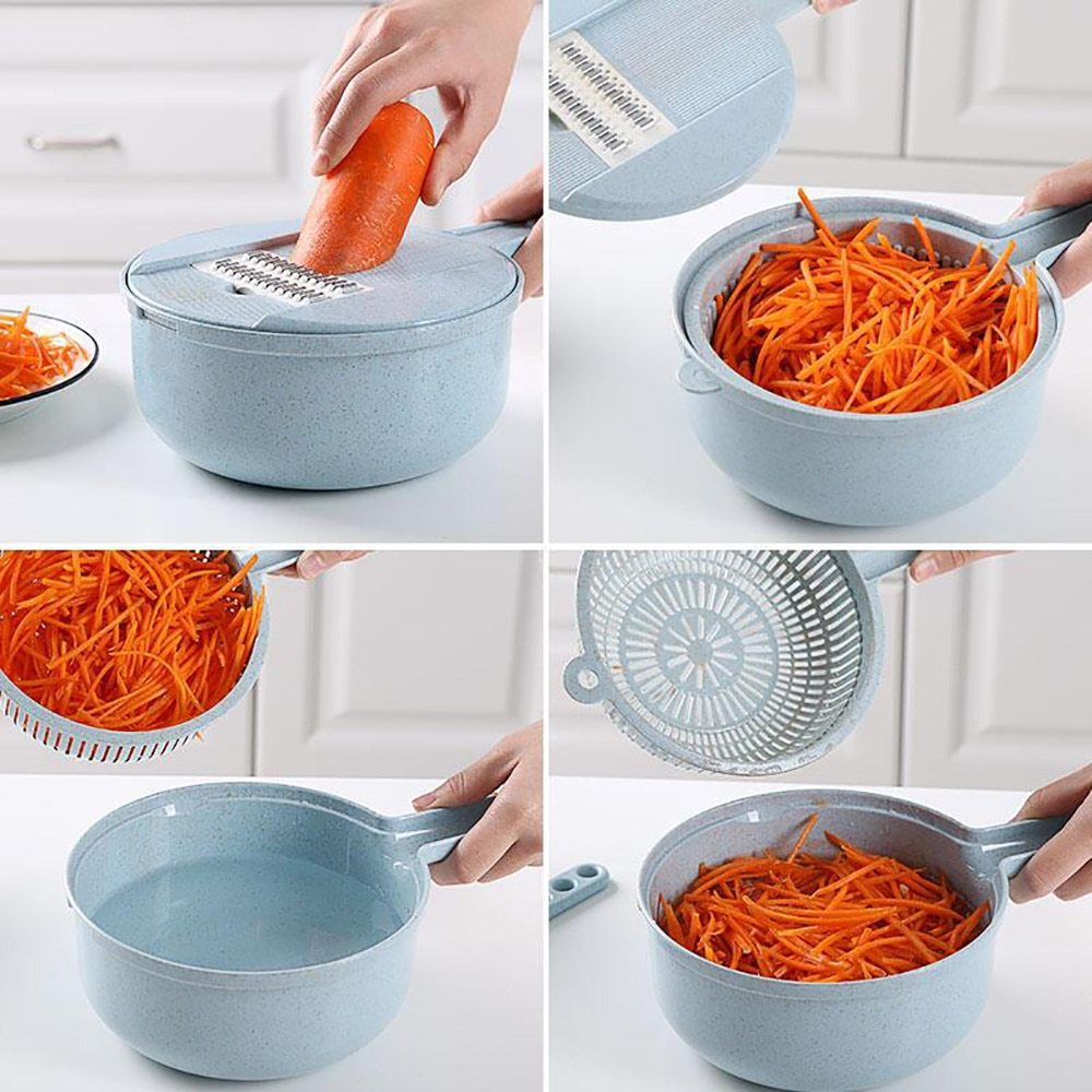 8-in-1 Mandoline Slicer & Vegetable Cutter with Strainer