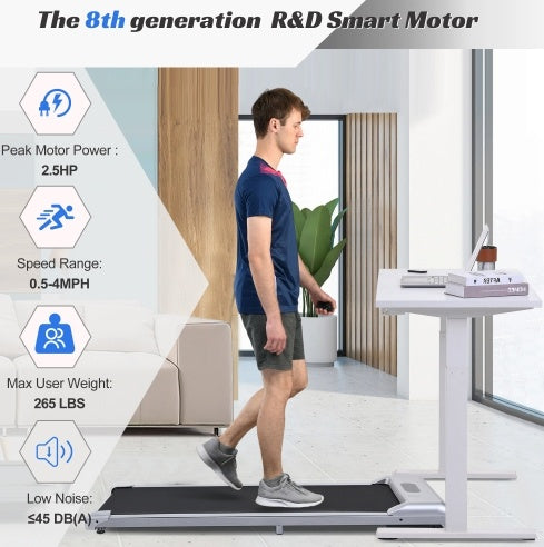 2 In 1 Under Desk Electric Treadmill 2.5HP, Remote Control, Display, Walking Jogging Running Machine Fitness Equipment For Home Gym Office