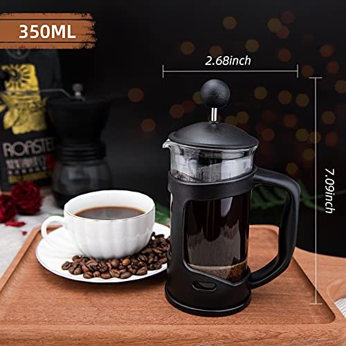 Mini French Press Coffee Maker – 12oz 1-Cup Coffee Press with Stainless Steel Filter, Ideal for Coffee Lovers