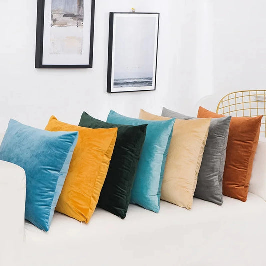 Velvet Throw Pillow Cover Decorative Square Cushion Case for Sofa & Bedroom