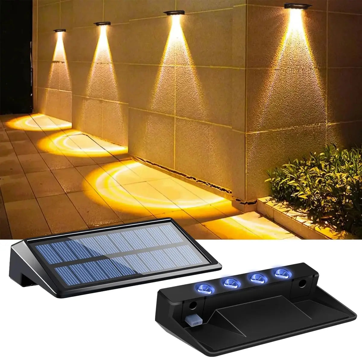 Solar Fence Lights Outdoor - Waterproof RGB Color Changing & Warm White LED Step Lights, IP65