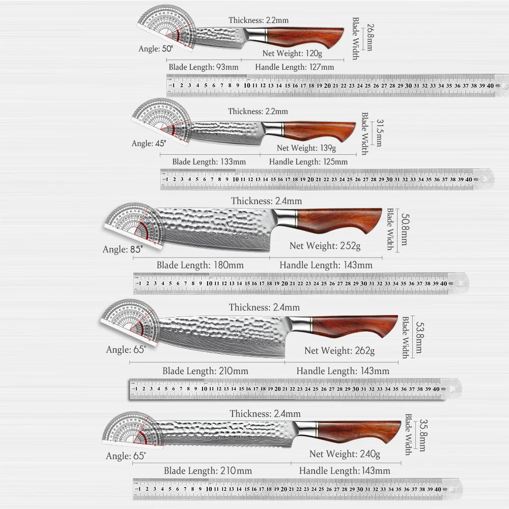 HEZHEN 1-7PC Knife Set 73 Layer Damascus Powder Steel