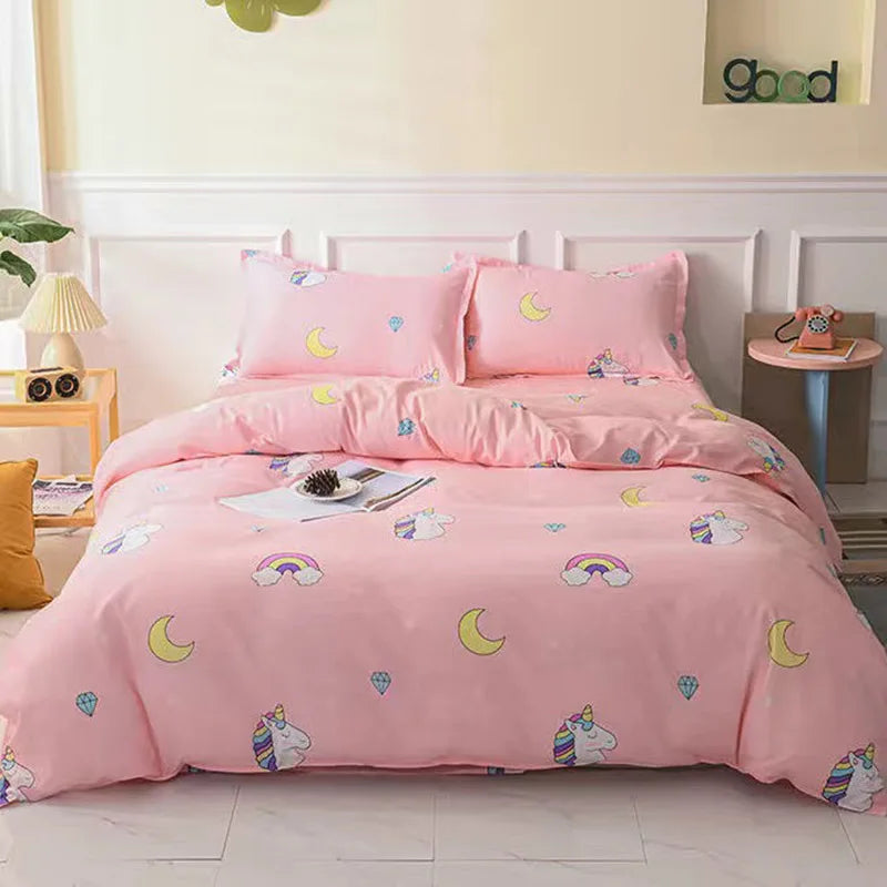 Cartoon Printed Polyester Duvet Cover Set - Queen, Double & Single Sizes