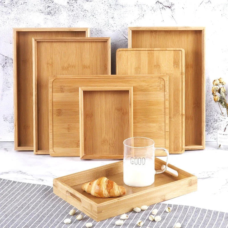 Eco-Friendly Bamboo Rectangular Serving Trays