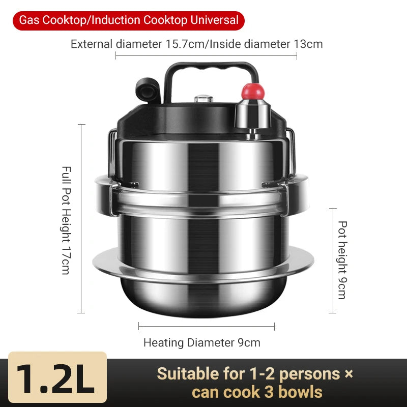 Outdoor Camping Mini Pressure Pot 0.8L-1.6L Stainless Steel