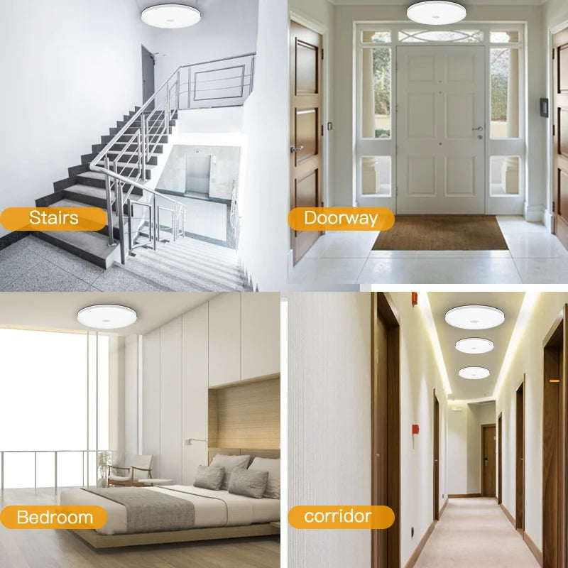 Smart Motion Sensor LED Ceiling Light 110-220V, Infrared Human Detection, 20W/40W for Entrance & Corrido