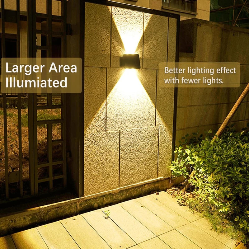 LED Solar Downward Outdoor Wall Floodlight, Dusk to Dawn Lighting Fixture