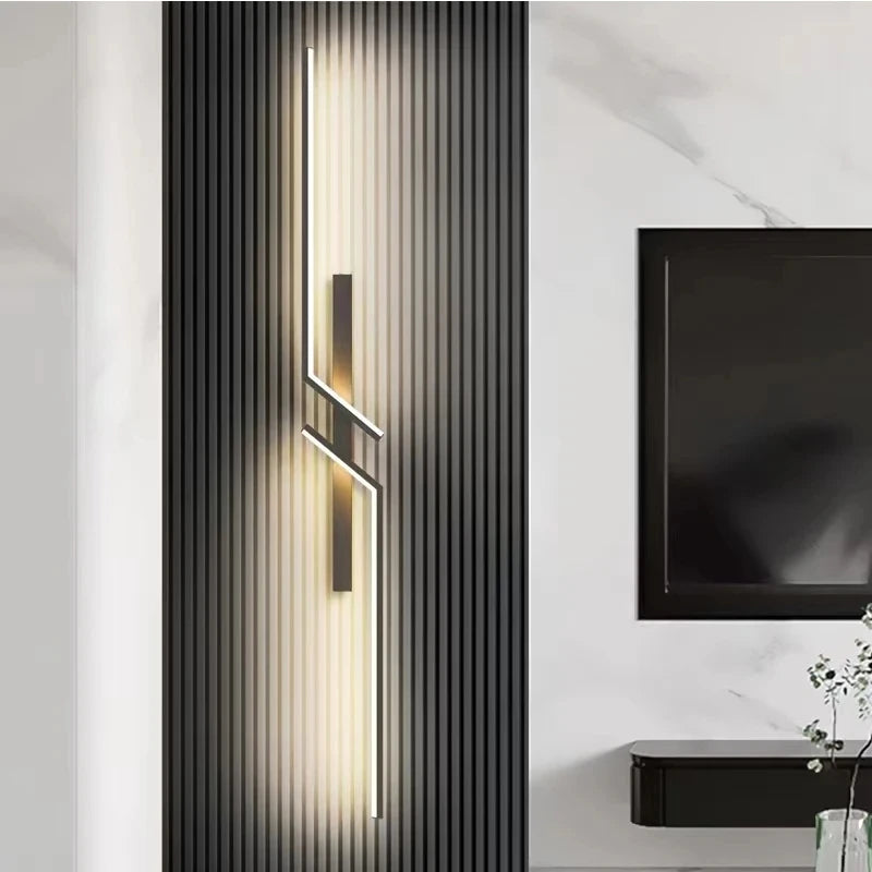 Modern Strip LED Wall Light – Minimalist Bedside & Living Room Sconce for TV Background