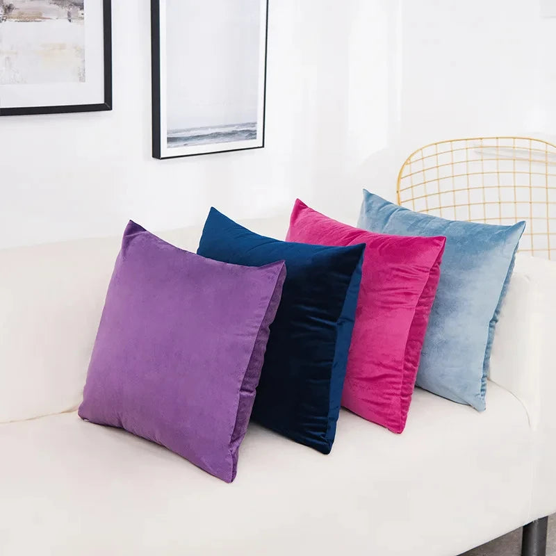 Velvet Throw Pillow Cover Decorative Square Cushion Case for Sofa & Bedroom