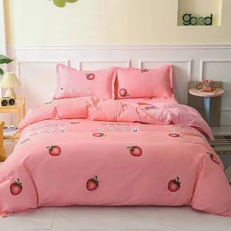 Cartoon Printed Polyester Duvet Cover Set - Queen, Double & Single Sizes