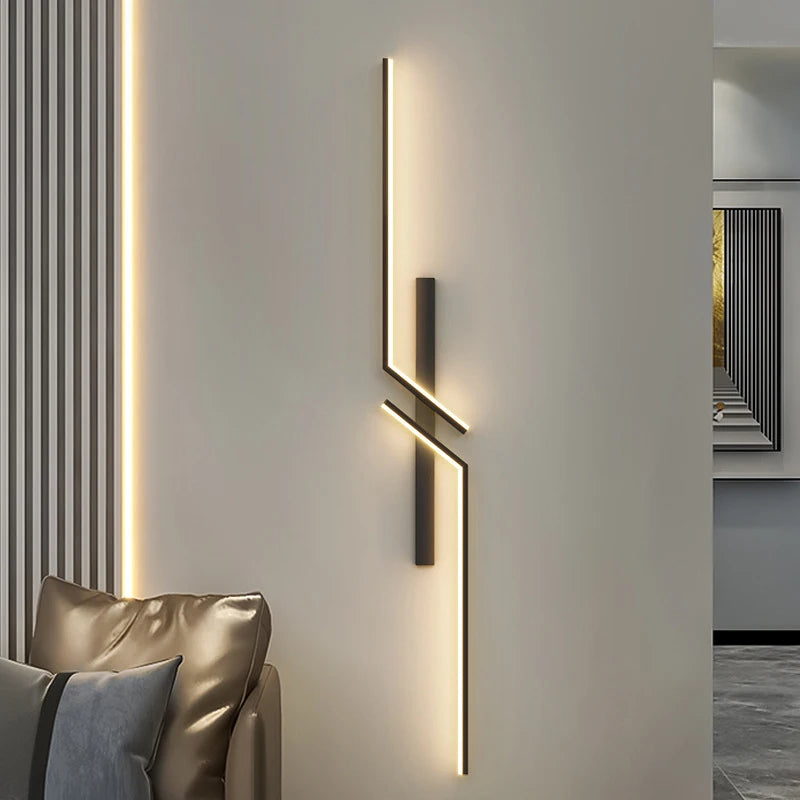 Modern Strip LED Wall Light – Minimalist Bedside & Living Room Sconce for TV Background