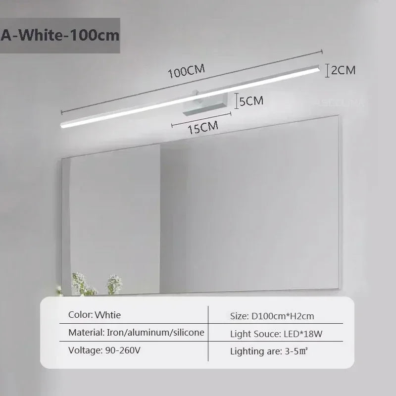 Modern LED Wall Lamp Mirror Décor Lighting 60/80/100cm Long Strip Light