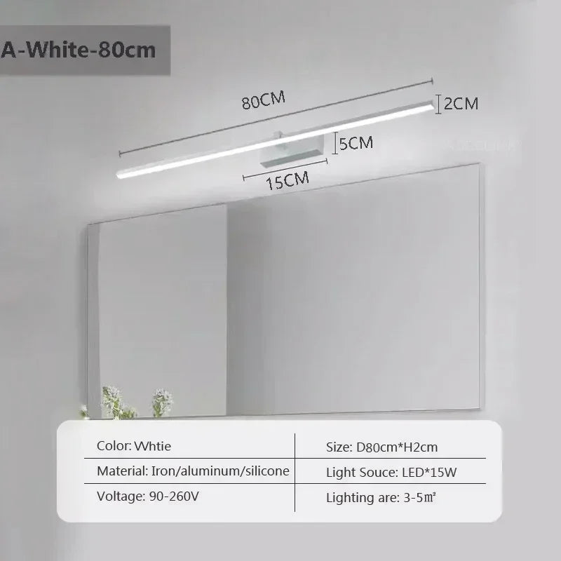 Modern LED Wall Lamp Mirror Décor Lighting 60/80/100cm Long Strip Light