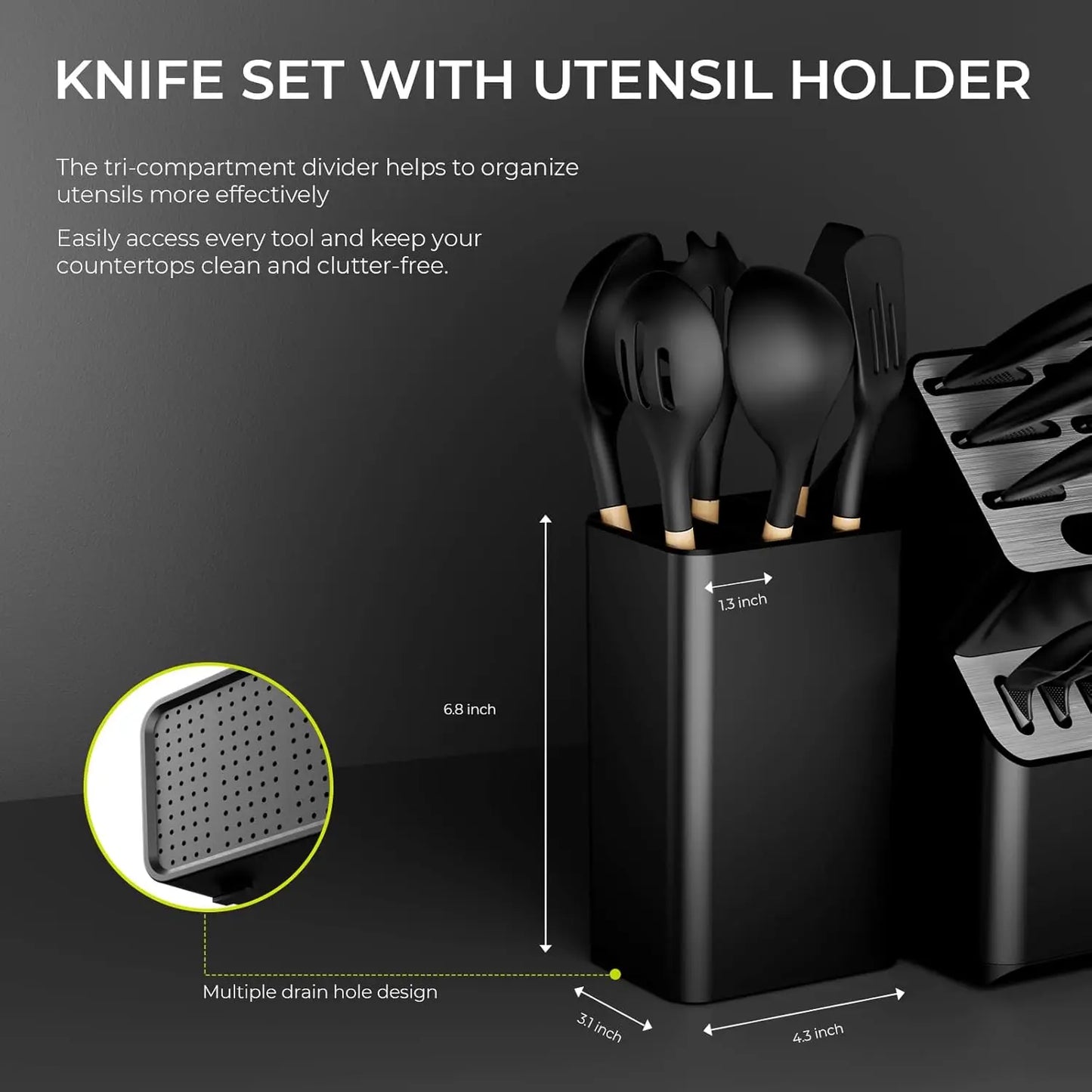 Knife Set 21-in-1 Kitchen Black