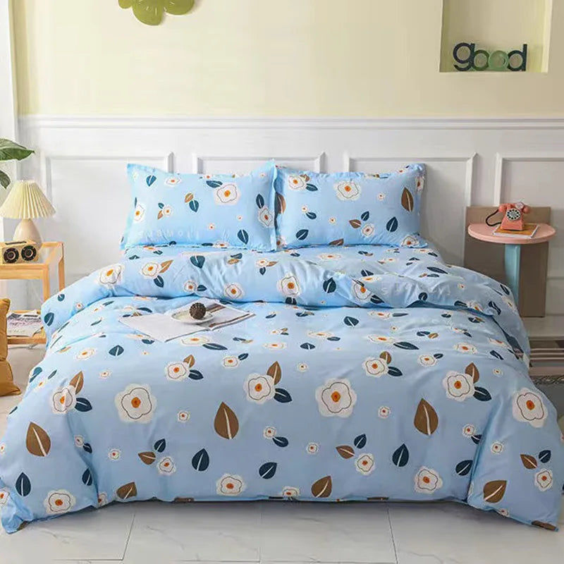 Cartoon Printed Polyester Duvet Cover Set - Queen, Double & Single Sizes