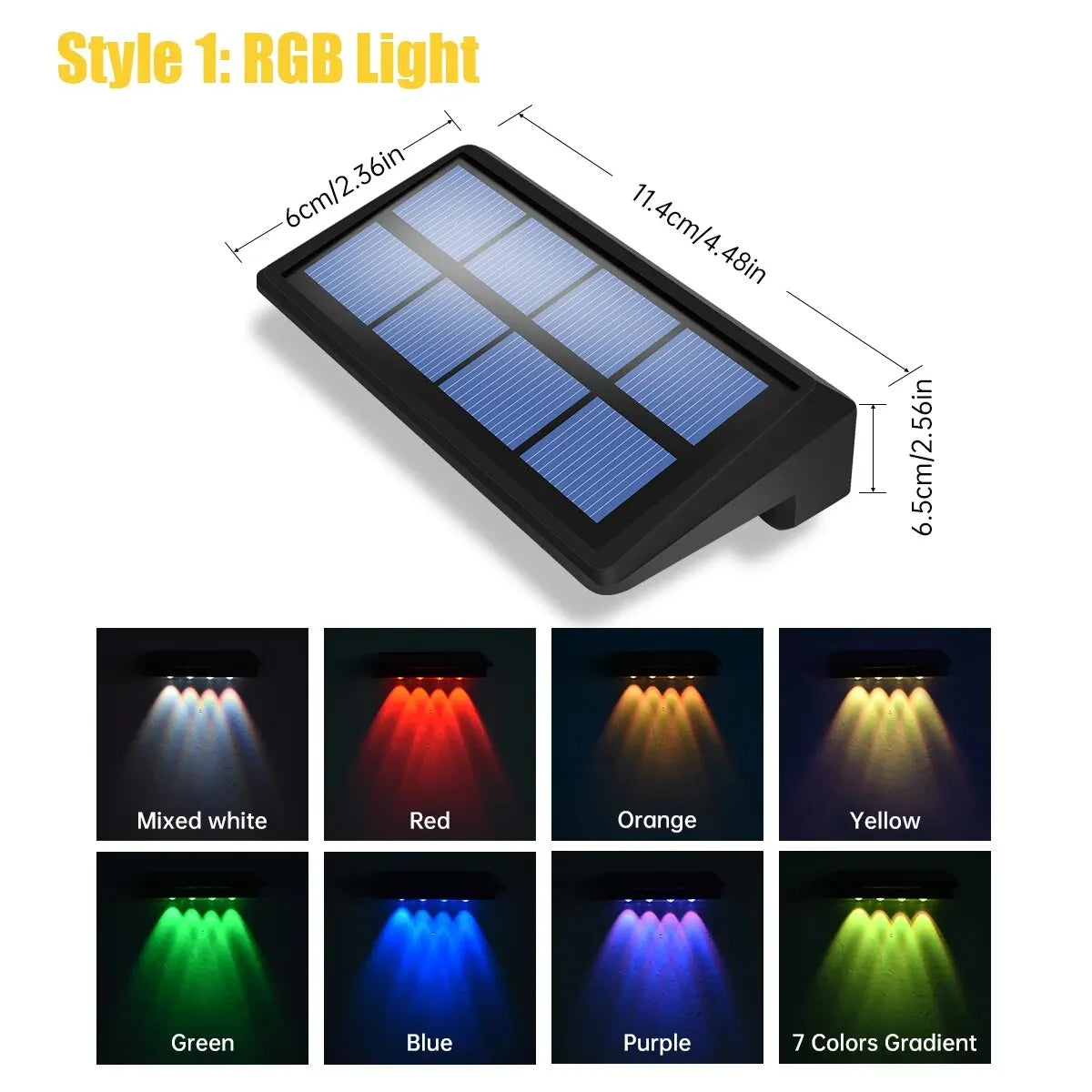 Solar Fence Lights Outdoor - Waterproof RGB Color Changing & Warm White LED Step Lights, IP65