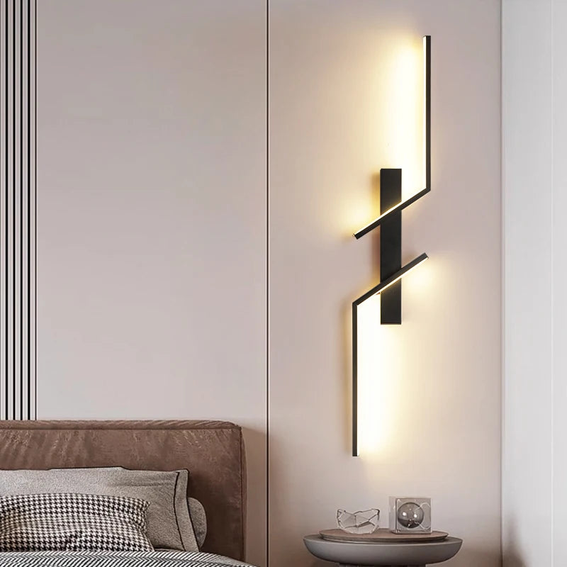 Modern Strip LED Wall Light – Minimalist Bedside & Living Room Sconce for TV Background