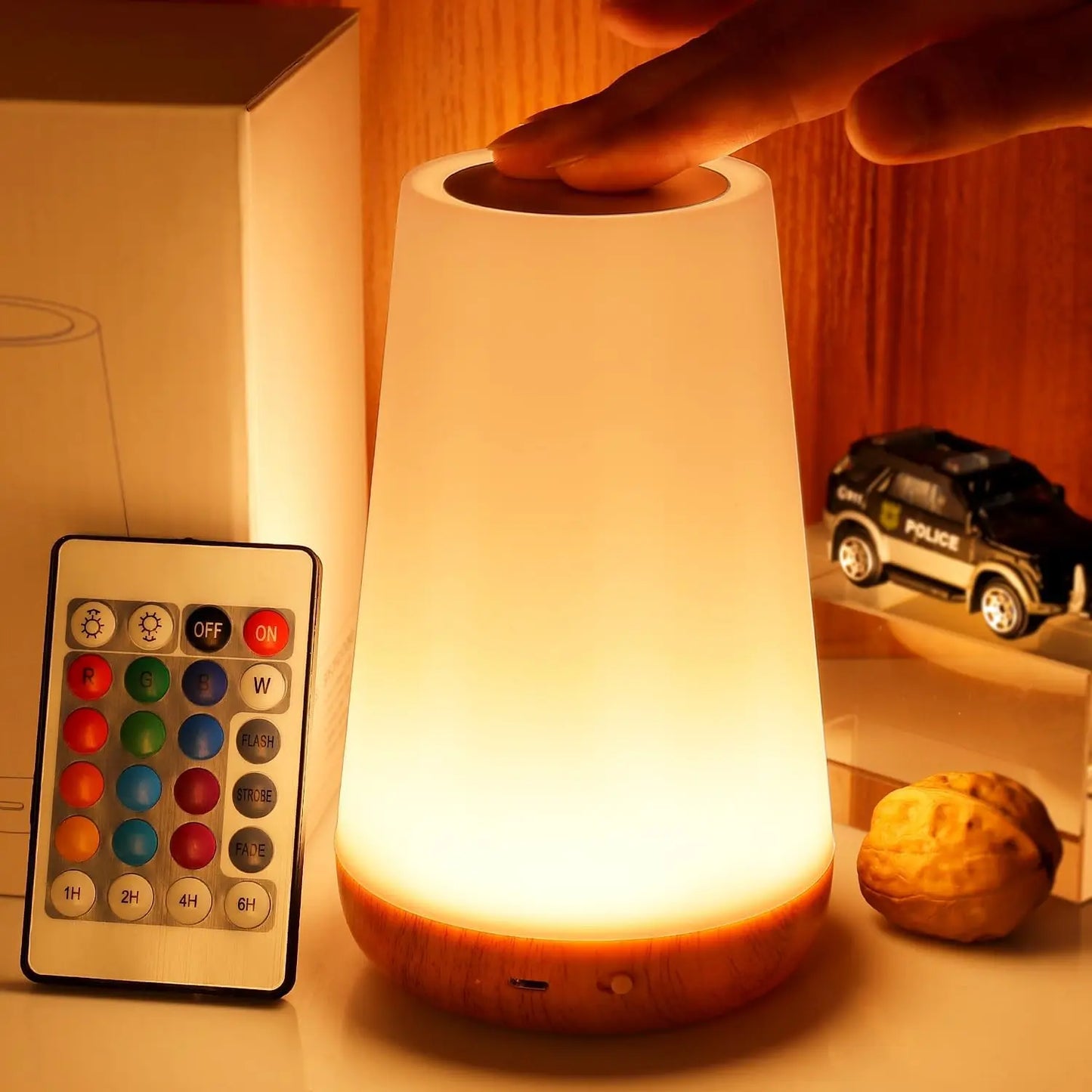 13-Color Changing Table Lamp – Touch Night Light, RGB, USB Rechargeable, Dimmable, Portable