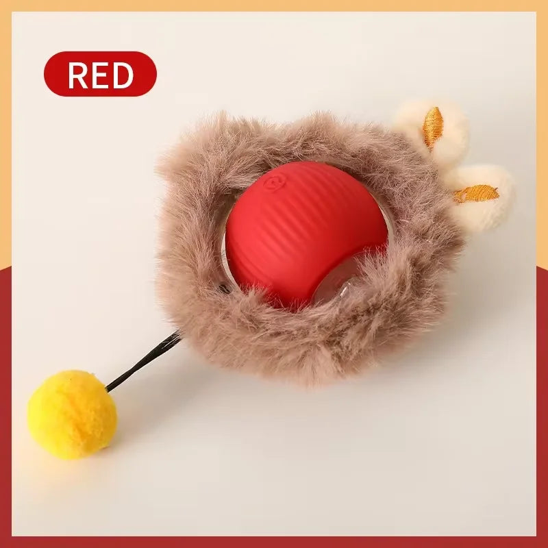 Plush Teasing Cat Toy Ball – Self-Rolling, Boredom Relief for Cats, Hair Ball Pet Toy