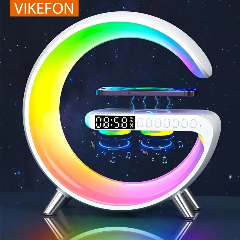 RGB Night Light Alarm Clock – Bluetooth Speaker, 15W Wireless Charger for iPhone 12-16