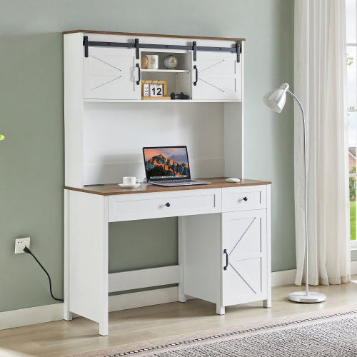 Wooden Home Office Desk With Charging Station