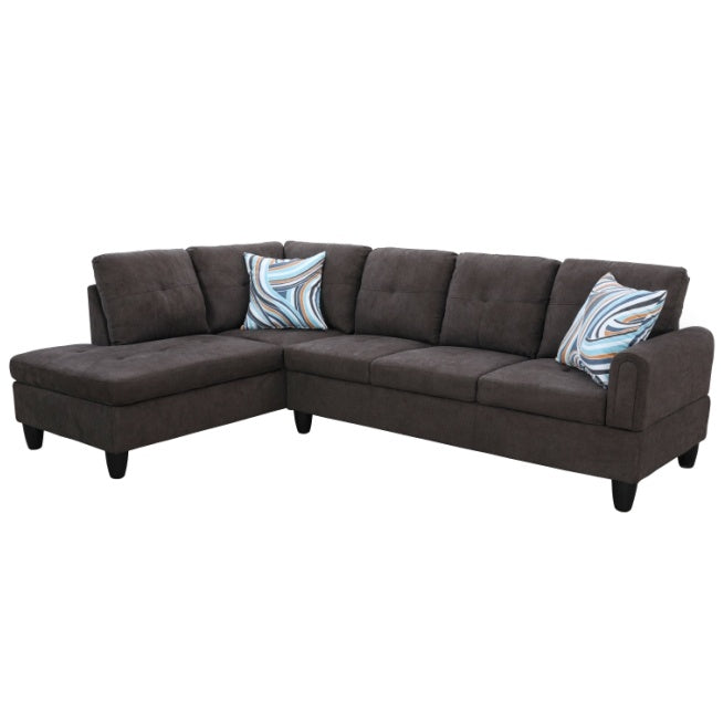 Flannel Living Room Sofa Set Dark Brown